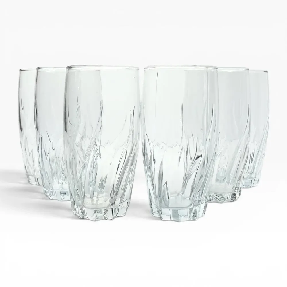 Anchor Hocking “Central Park, Clear” 6 Highball Tumbler Drinking Glasses 6” 16oz